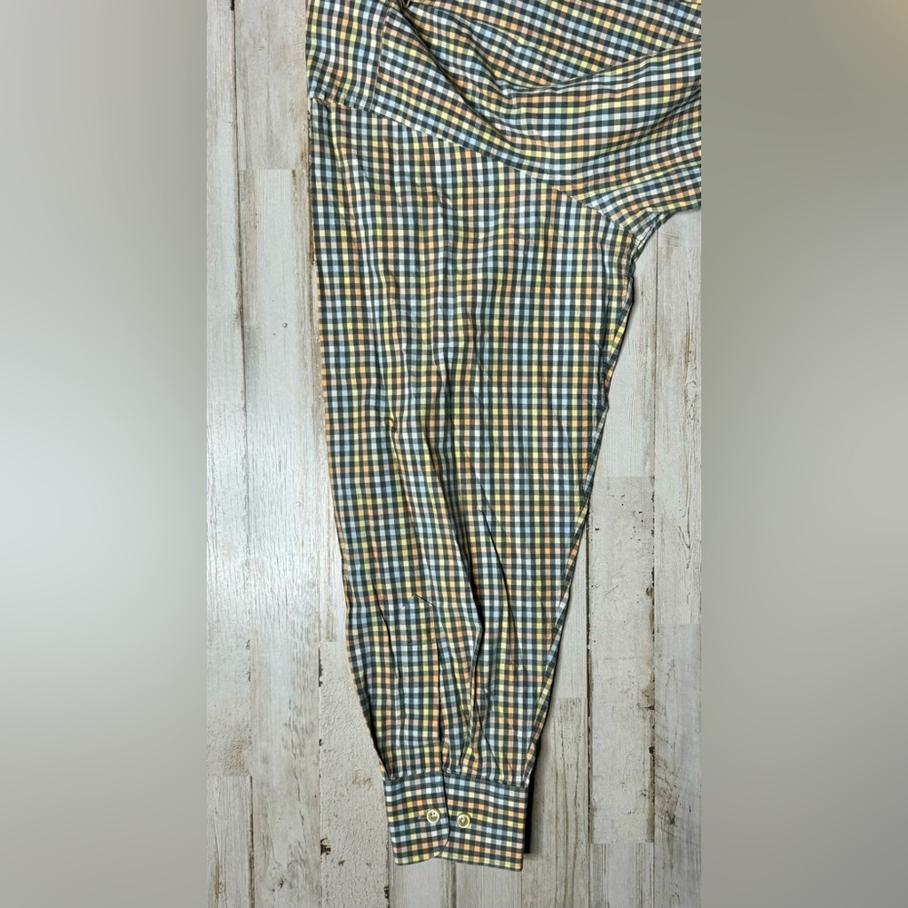 Orvis Men's Casual Button Down Shirt - Blue, yellow, gold checked pattern. - Picture 8 of 13